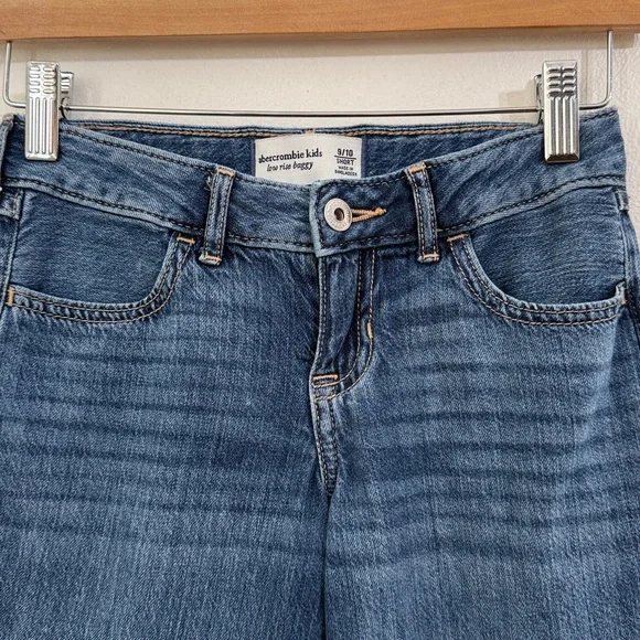 ABERCROMBIE & FITCH Low Rise Baggy Wide Leg Jeans Girls Size 9/10 Short Bear Kid - Picture 3 of 9